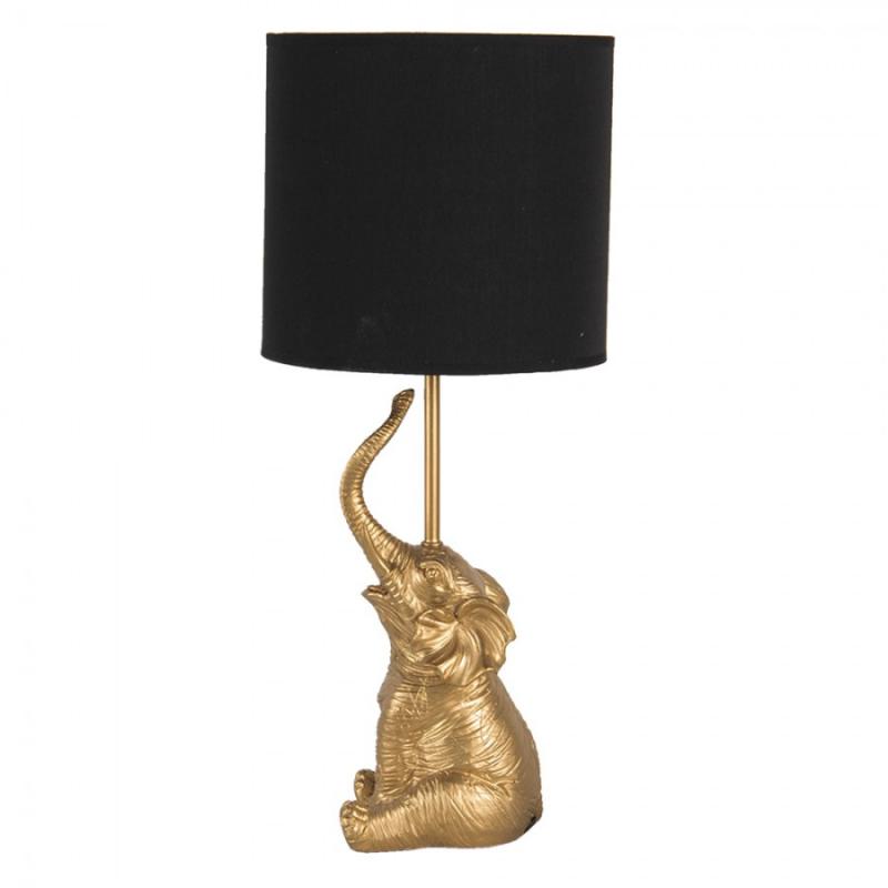 Bordlampe  20x46 Cm Guldfarvet Sort Polyresin Skrivebordslampe , hemmetshjarta.dk