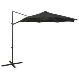 Frithængende parasol med stang og LED sort 300 cm , hemmetshjarta.dk