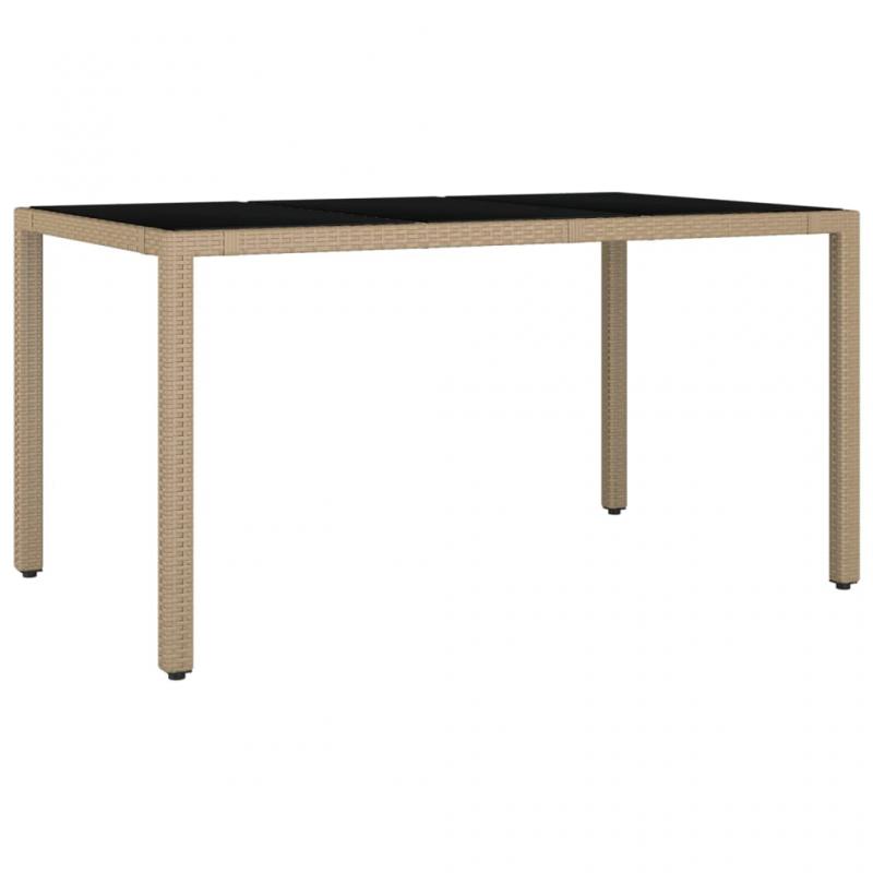 Spisebord til havehrdet glas 150x90x75 cm beige kunstrattan , hemmetshjarta.dk