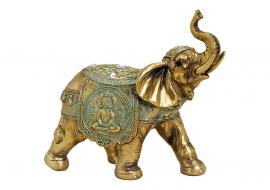 Dekoration Elefant guld polyresin (B/H/D) 21x20x10cm , hemmetshjarta.dk