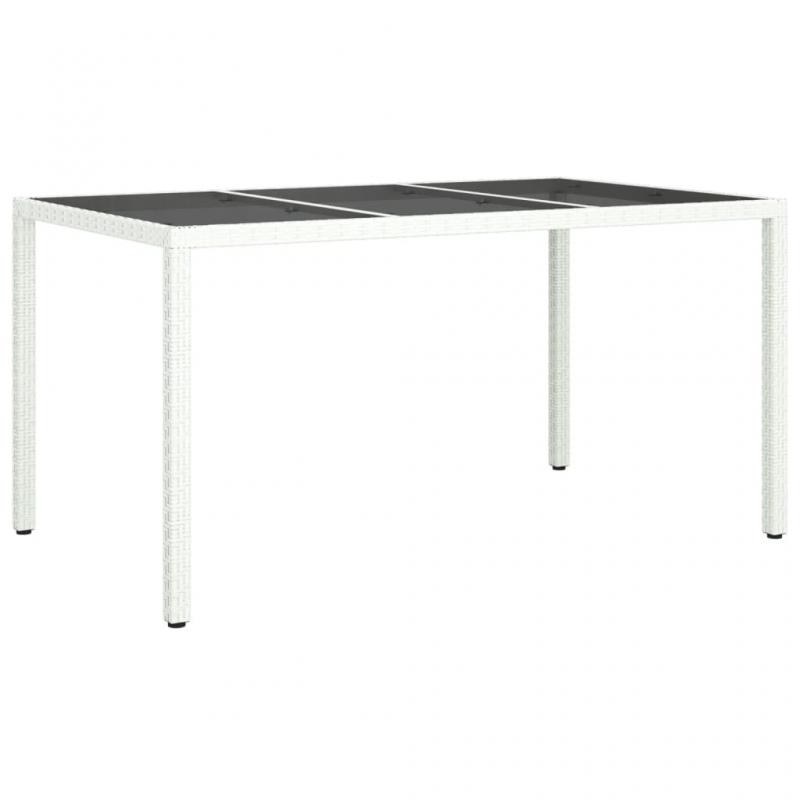 Spisebord til havehrdet glas 150x90x75 cm og kunstrattan hvid , hemmetshjarta.dk