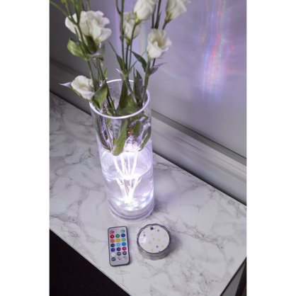 Vandtt dekorationspuck med LED-lys Fjernbetjening RGB (rd-grn-bl) , hemmetshjarta.dk