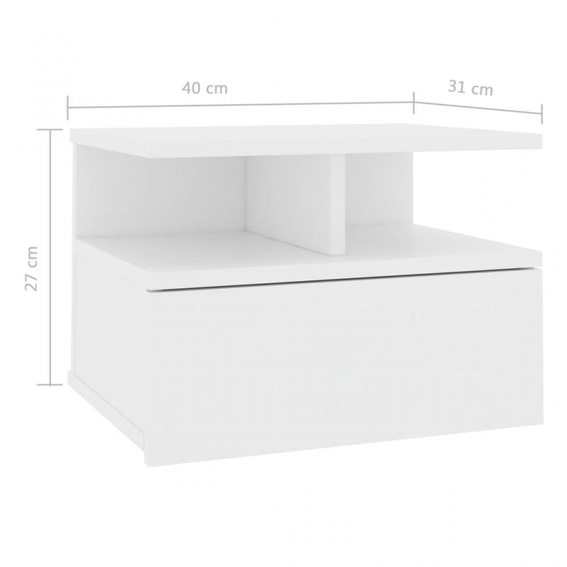 Flydende sengebord 40 x 31 x 27 cm hvid , hemmetshjarta.dk
