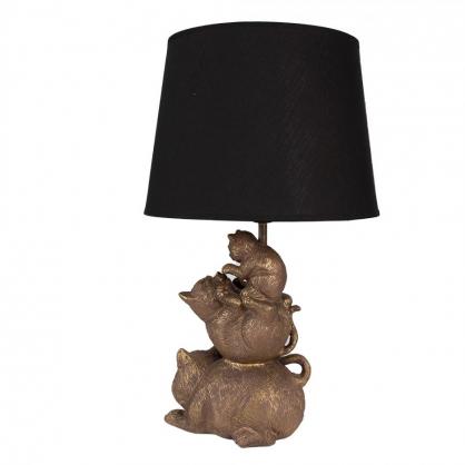 Bordlampe  25x43 Cm Cats Guldfarvet Sort Polyresin Skrivebordslampe , hemmetshjarta.dk