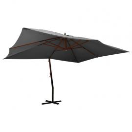 Frithængende parasol med træstang 400x300 cm antracit , hemmetshjarta.dk