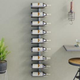 Vægmonteret vinreol til 9 flasker hvidt jern , hemmetshjarta.dk