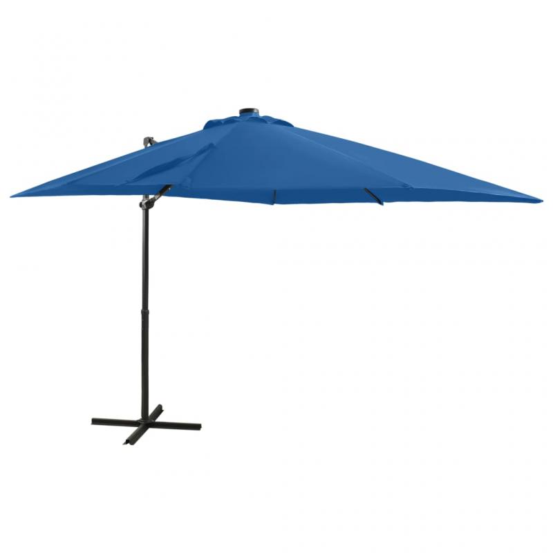 Frithngende parasol med stang og LED azurbl 250 cm , hemmetshjarta.dk