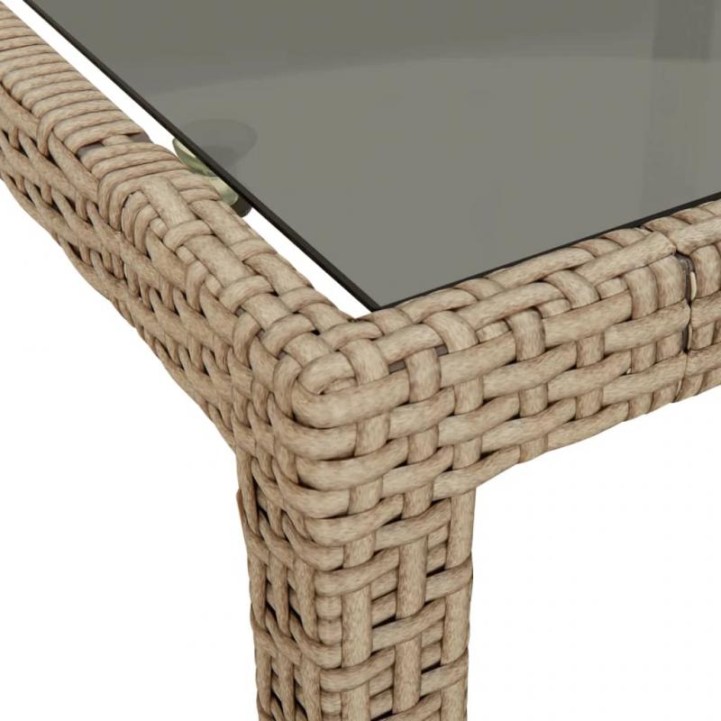 Spisebord til havehrdet glas 250x100x75 cm beige og kunstrattan , hemmetshjarta.dk