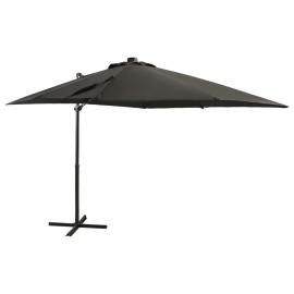 Frithængende parasol med stang og LED antracit 250 cm , hemmetshjarta.dk