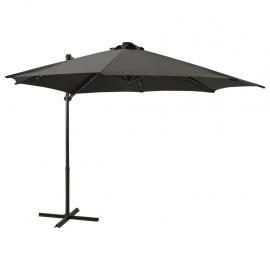 Frithængende parasol med stang og LED antracit 300 cm , hemmetshjarta.dk