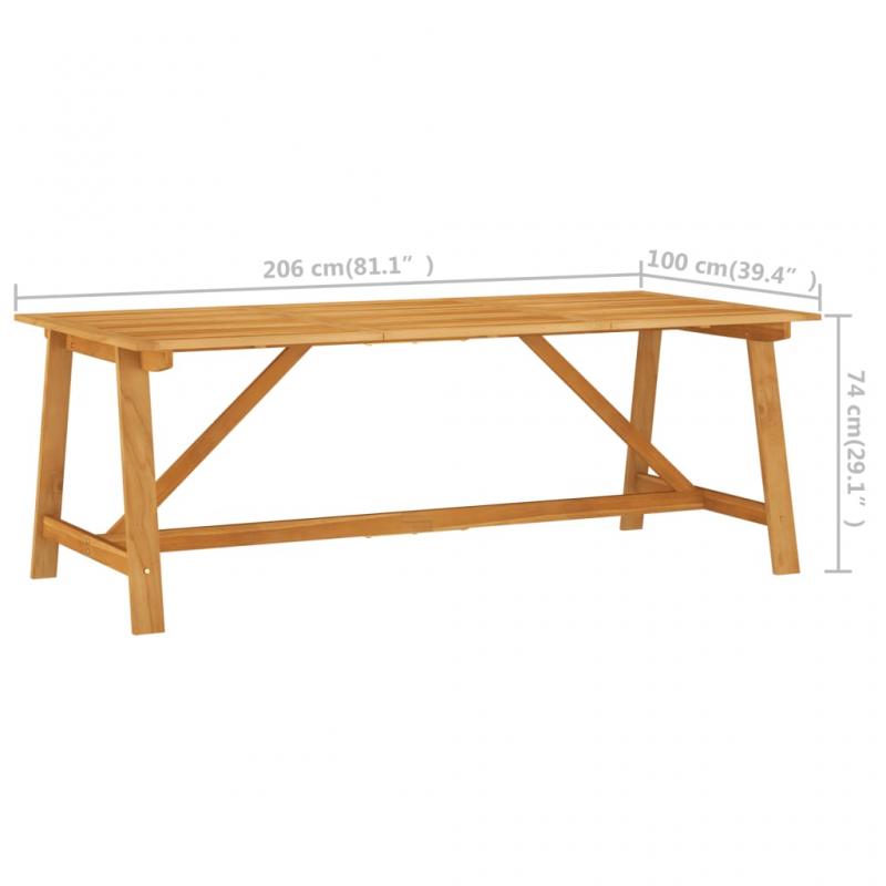 Spisebord til have 206x100x74 cm massivt akacietr , hemmetshjarta.dk