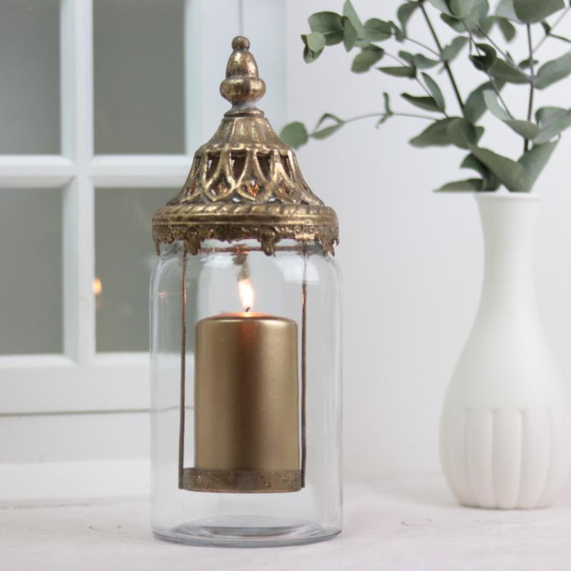 A Lot decoration Lanterne/vase med lg 28 cm - guld brun , hemmetshjarta.dk