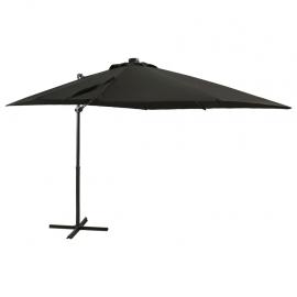 Frithængende parasol med stang og LED sort 250 cm , hemmetshjarta.dk