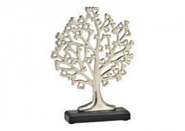Dekorativt træ på base af mangotræ, sølv (B/H/D) 20x27x5cm , hemmetshjarta.dk