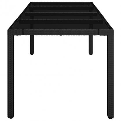 Spisebord til have med glasplade 190x90x75 cm sort kunstrattan , hemmetshjarta.dk