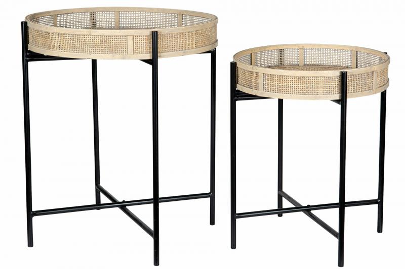 A Lot Dekoration - Sidebord Bakkebord Sammenklappeligt Metal Bambus 2-pak , hemmetshjarta.dk