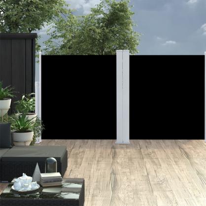 Udtrkkeligt sidemarkise til terrasse sort 100x600 cm dobbelt , hemmetshjarta.dk