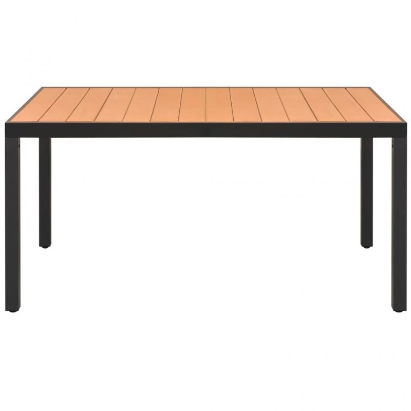 Spisebord til have 150x90x74 cm brunt aluminium og WPC , hemmetshjarta.dk