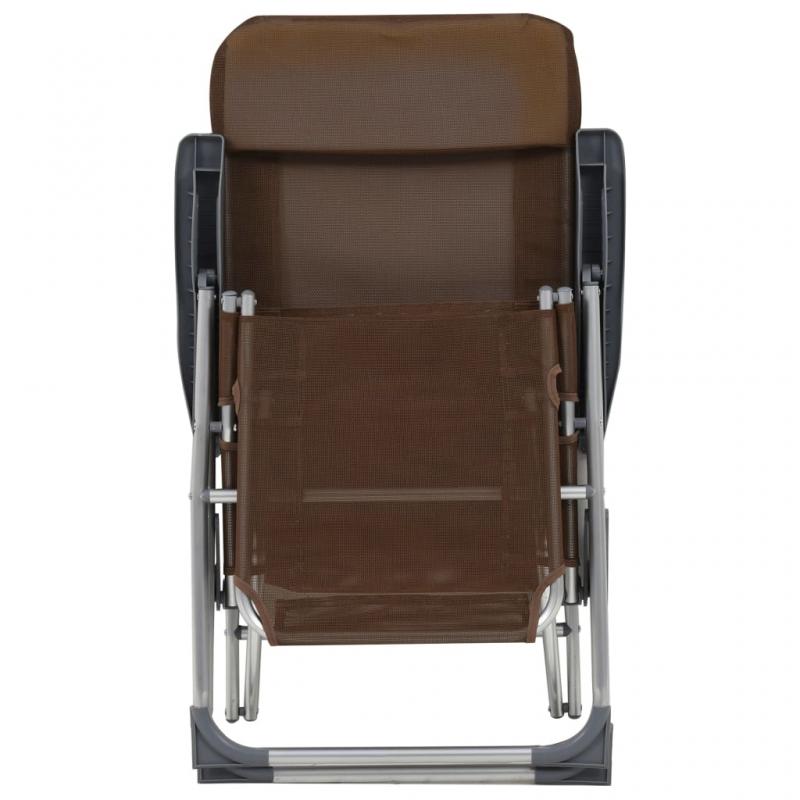 Campingstole foldbare 2 stk med fodsttte tekstilen brun , hemmetshjarta.dk