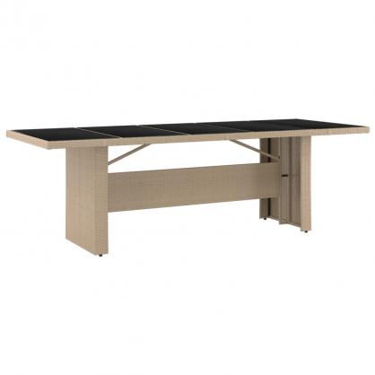 Spisebord til havehrdet glas 240x90x75 cm beige kunstrattan , hemmetshjarta.dk