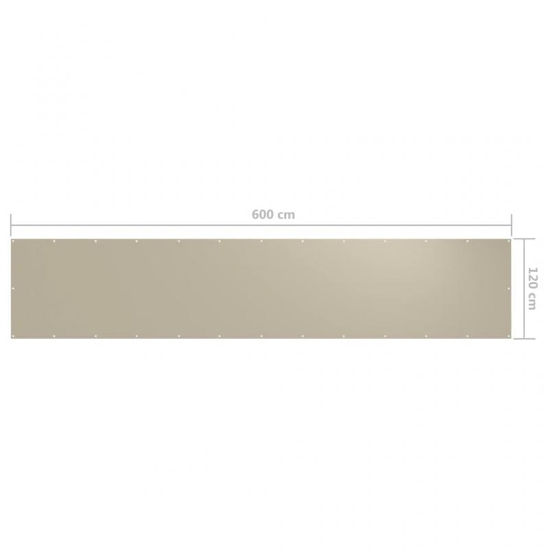 Balkonskrm beige 120x600 cm oxford stof , hemmetshjarta.dk