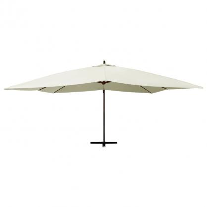 Frithngende parasol med trstang 400x300 cm sandhvid , hemmetshjarta.dk