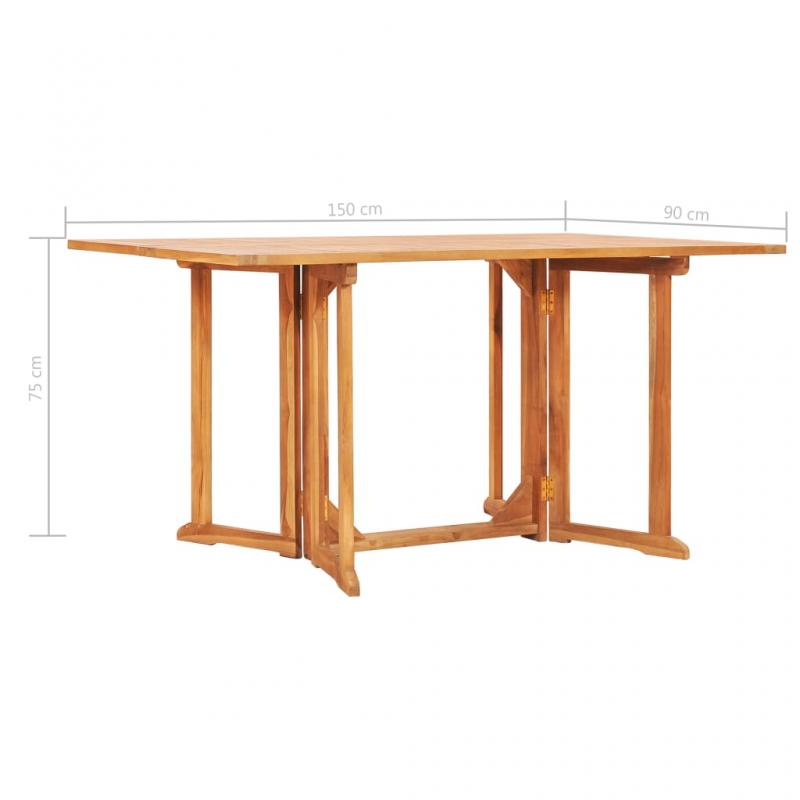 Sammenklappeligt spisebord til have 150x90x75 cm massivt teaktr , hemmetshjarta.dk