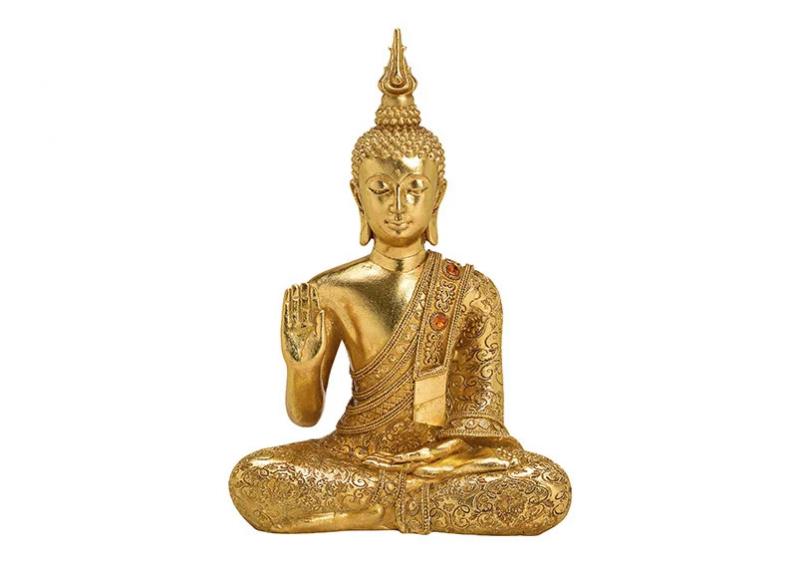 Dekoration Buddha guld polyresin (B/H/D) 21x31x10cm , hemmetshjarta.dk