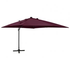 Frithængende parasol med stang og LED bordeaux 300 cm , hemmetshjarta.dk