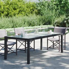 Spisebord til havehærdet glas 190x90x75 cm og kunstrattan sort , hemmetshjarta.dk