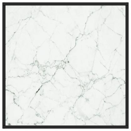 Sofabord 80x80x35 cm med sort hvid marmorglas , hemmetshjarta.dk