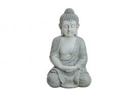 Dekoration Buddha XL grå siddende polyresin (B/H/D) 35x47x32 cm , hemmetshjarta.dk