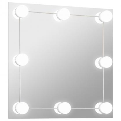 Vgspejl med LED-belysning firkantet 50x50 cm glas , hemmetshjarta.dk
