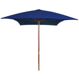 Parasol med træstang 200x300 cm blå , hemmetshjarta.dk