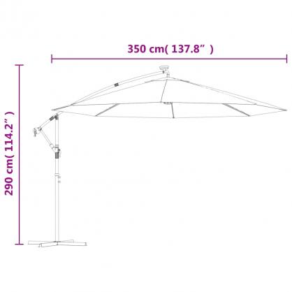 Frithngende parasol med stang og LED grn 350 cm , hemmetshjarta.dk