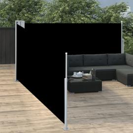 Udtrækkeligt sidemarkise til terrasse sort 100x1000 cm dobbelt , hemmetshjarta.dk