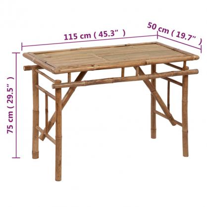 Sammenklappeligt spisebord til have 115x50x75 cm bambus , hemmetshjarta.dk