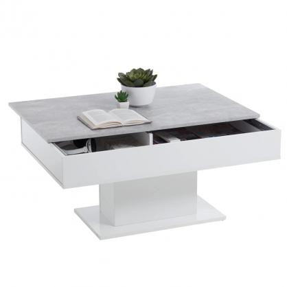 Sofabord 100x65x46 cm betongr og hvid , hemmetshjarta.dk