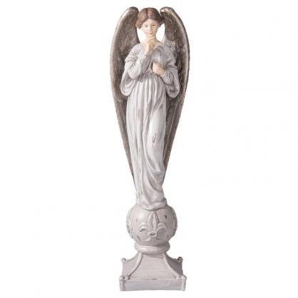 Statue Angel 15x13x53 cm Hvid Polyresin , hemmetshjarta.dk