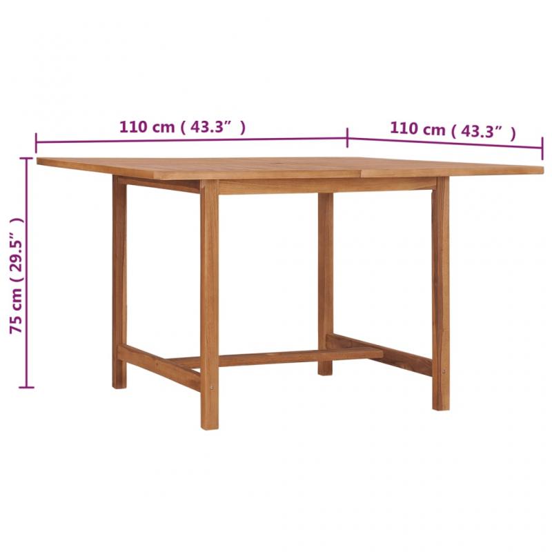 Spisebord til have 110x110x75 cm massiv teaktr , hemmetshjarta.dk