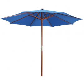 Parasol med træstang 300x258 cm blå , hemmetshjarta.dk