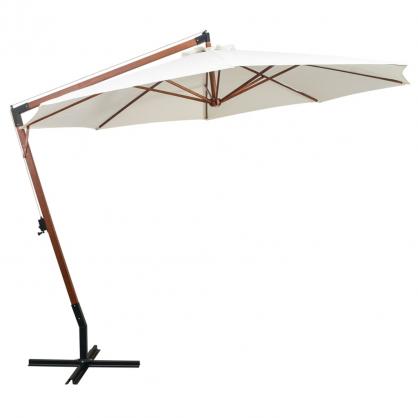 Frithngende parasol med trstang 350 cm hvid , hemmetshjarta.dk