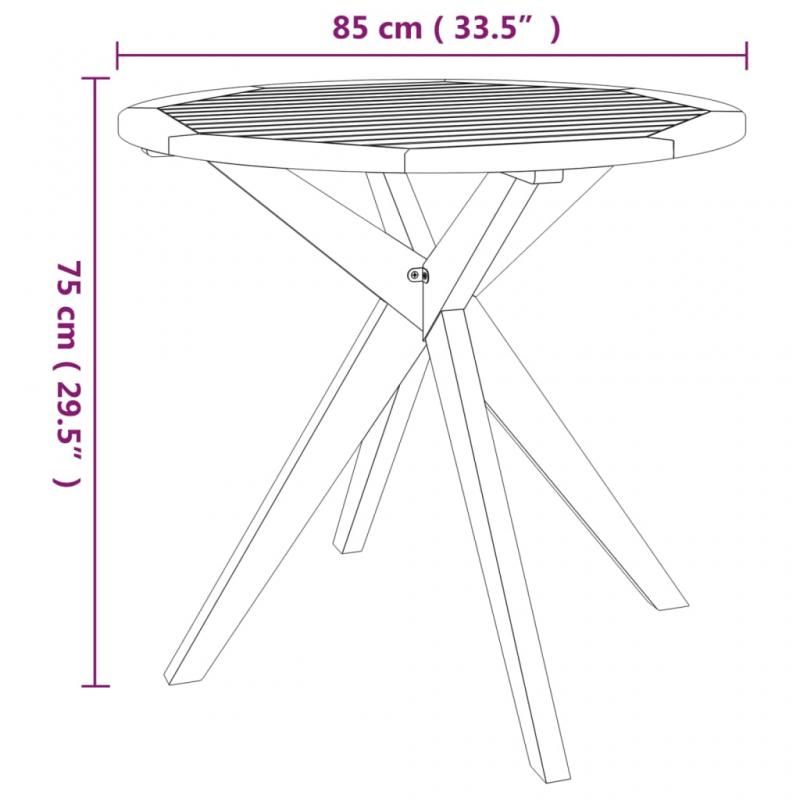 Spisebord til have  85x75 cm massivt akacietr , hemmetshjarta.dk
