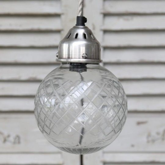 Chic Antique Lampe kugle med slibning 15 cm , hemmetshjarta.dk
