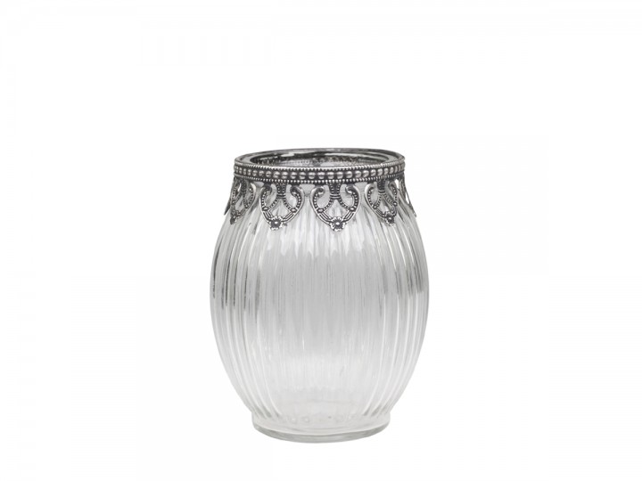 Chic Antique Vase m. slv dekor H14/11 cm klar 1 st , hemmetshjarta.dk