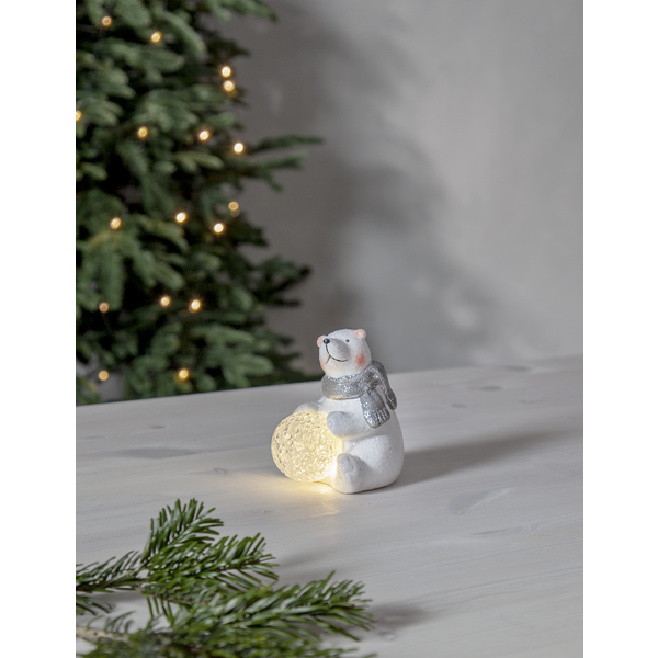 Julepynt LED Isbjrn 11 cm Hvid , hemmetshjarta.dk
