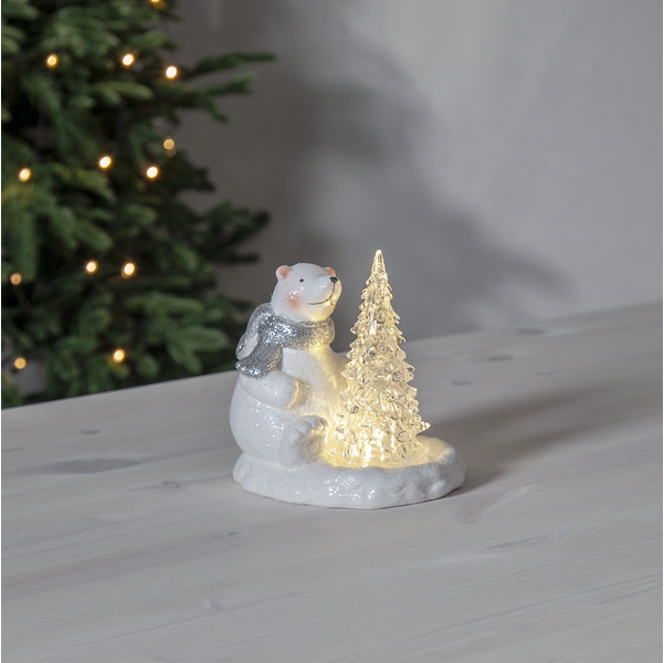 Julepynt LED Polar Isbjrn 14 cm Hvid , hemmetshjarta.dk