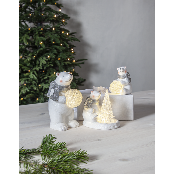 Julepynt LED Polar Isbjrn 14 cm Hvid , hemmetshjarta.dk