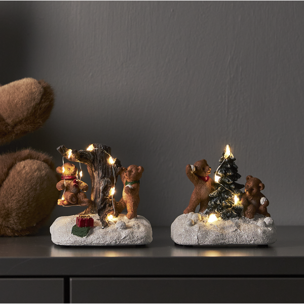 Julepynt LED Tedville Hus Bamse 2-pack , hemmetshjarta.dk