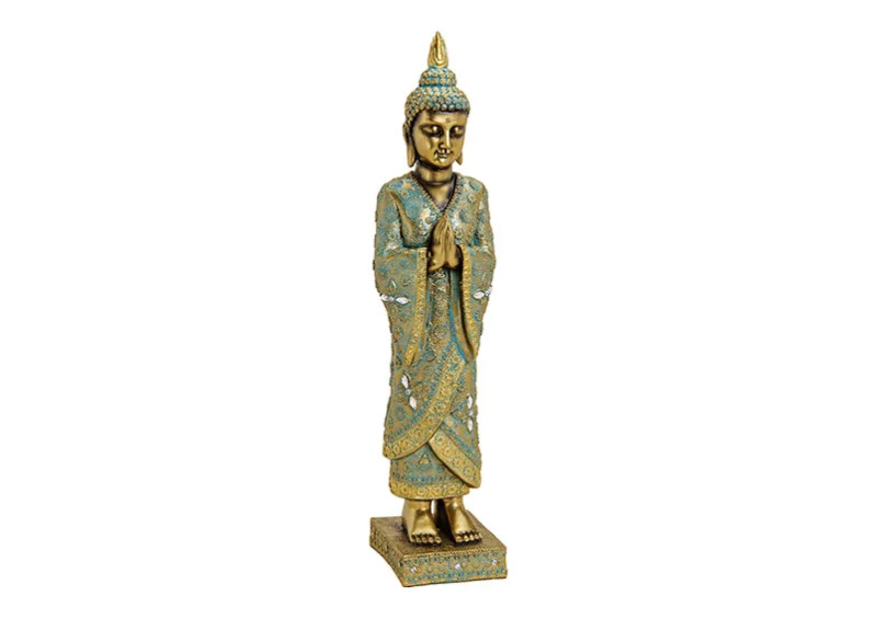 Dekoration Buddha XL guld stende polyresin (B/H/D) 13x55x13cm , hemmetshjarta.dk